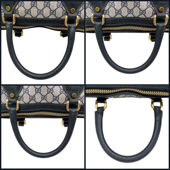 Gucci GG Supreme Vintage PVC  Leather Navy Boston Large Travel Weekender Bag - Picture 11 of 16